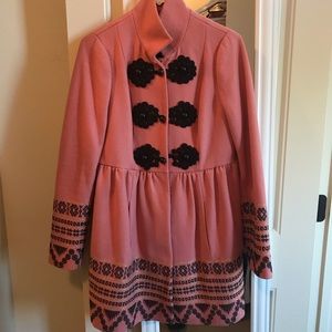 Anthropologie Elimovna Embroidered Coat